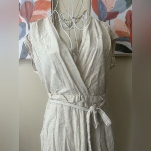 Monteau Beige Wrap Jumpsuit